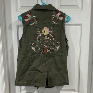 Embroidered Green Utility Vest